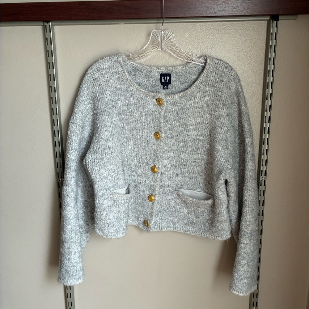 GAP Women's Gray Cardigan with Gold Buttons